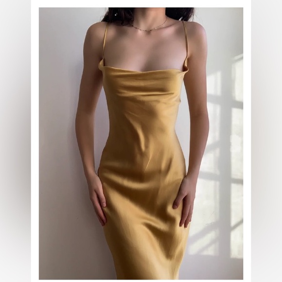 Vintage 90’s 100% Silk Dress Silk Slip Dress Tie Back Backless Maxi Slip Prom - Picture 2 of 8